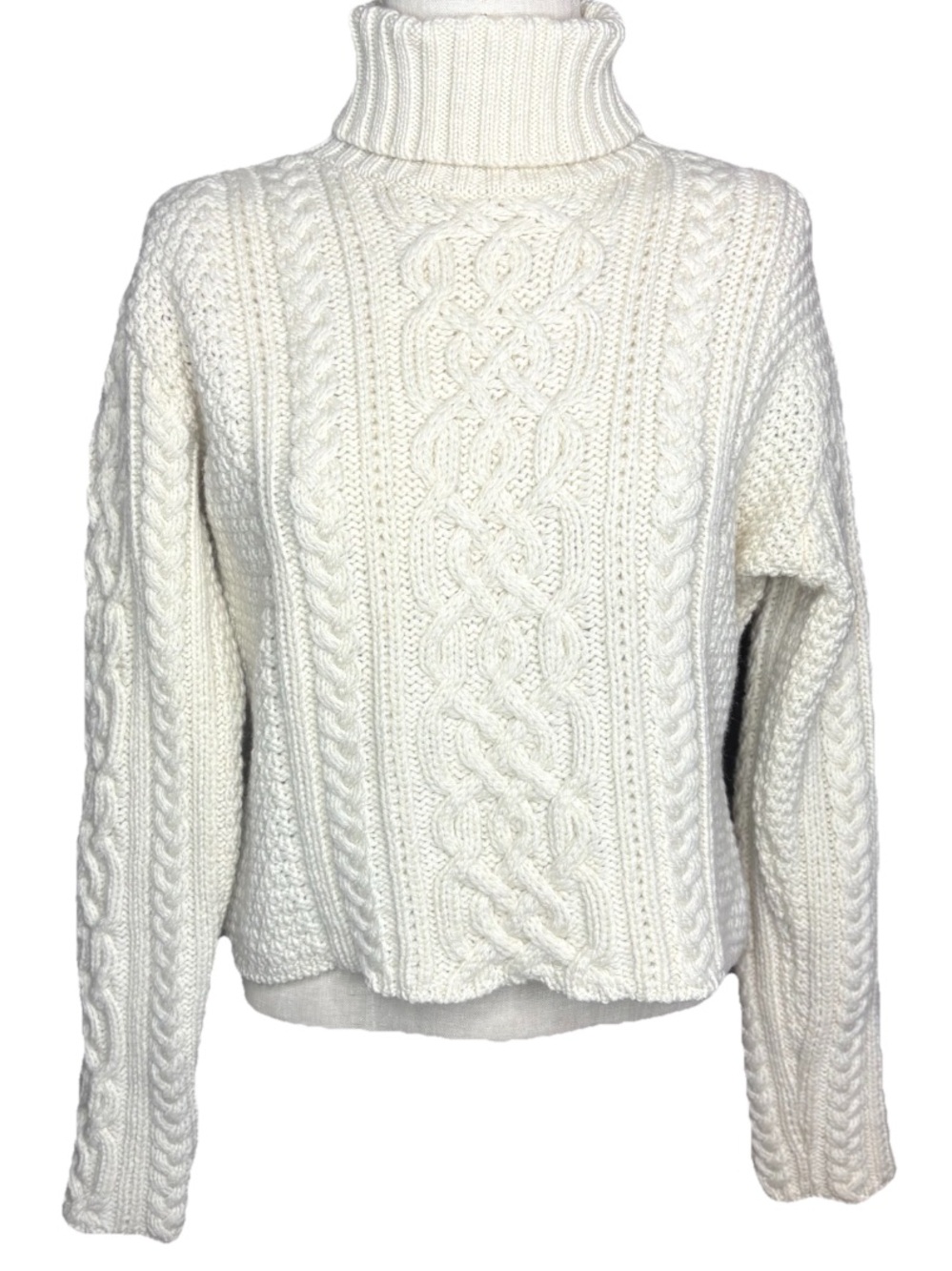 Paul James Cream 100% Wool Turtleneck Sweater